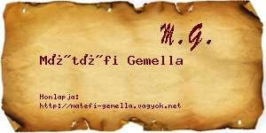 Mátéfi Gemella névjegykártya